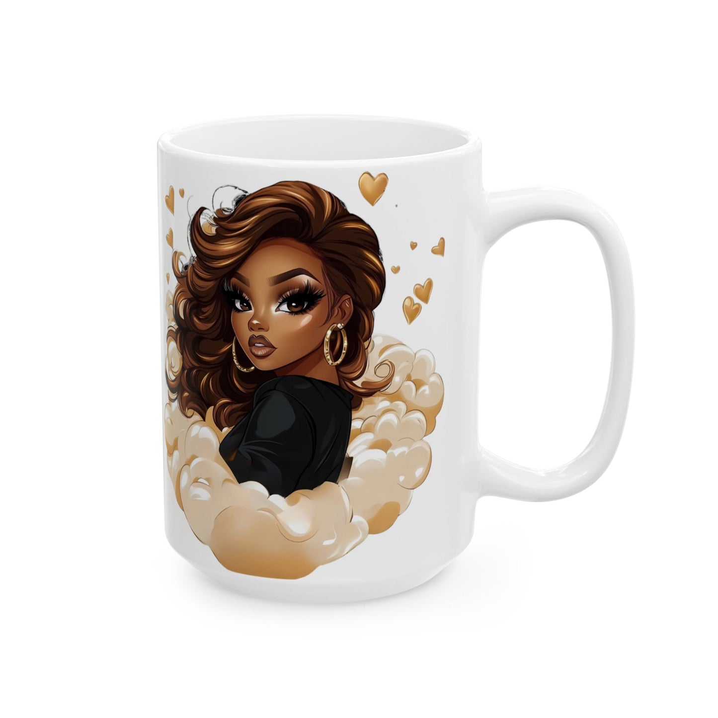 Empowered Woman Ceramic Mug, Boho Coffee Cup, Gift for Her, Inspirational Mug, Black Woman Art, 11oz 15oz