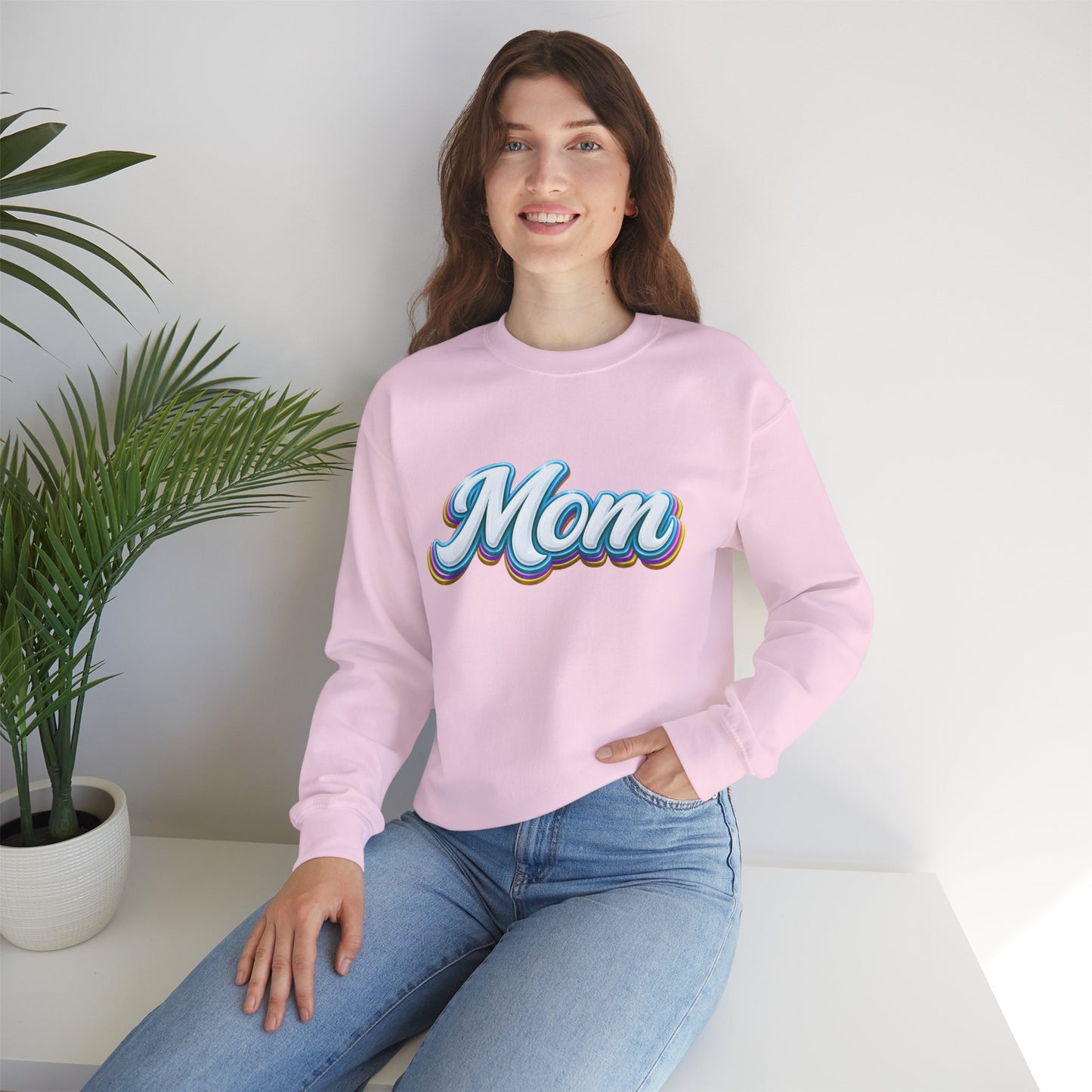 Retro Rainbow 'Mom' Script Sweatshirt | Mother's Day, Mom Shirt