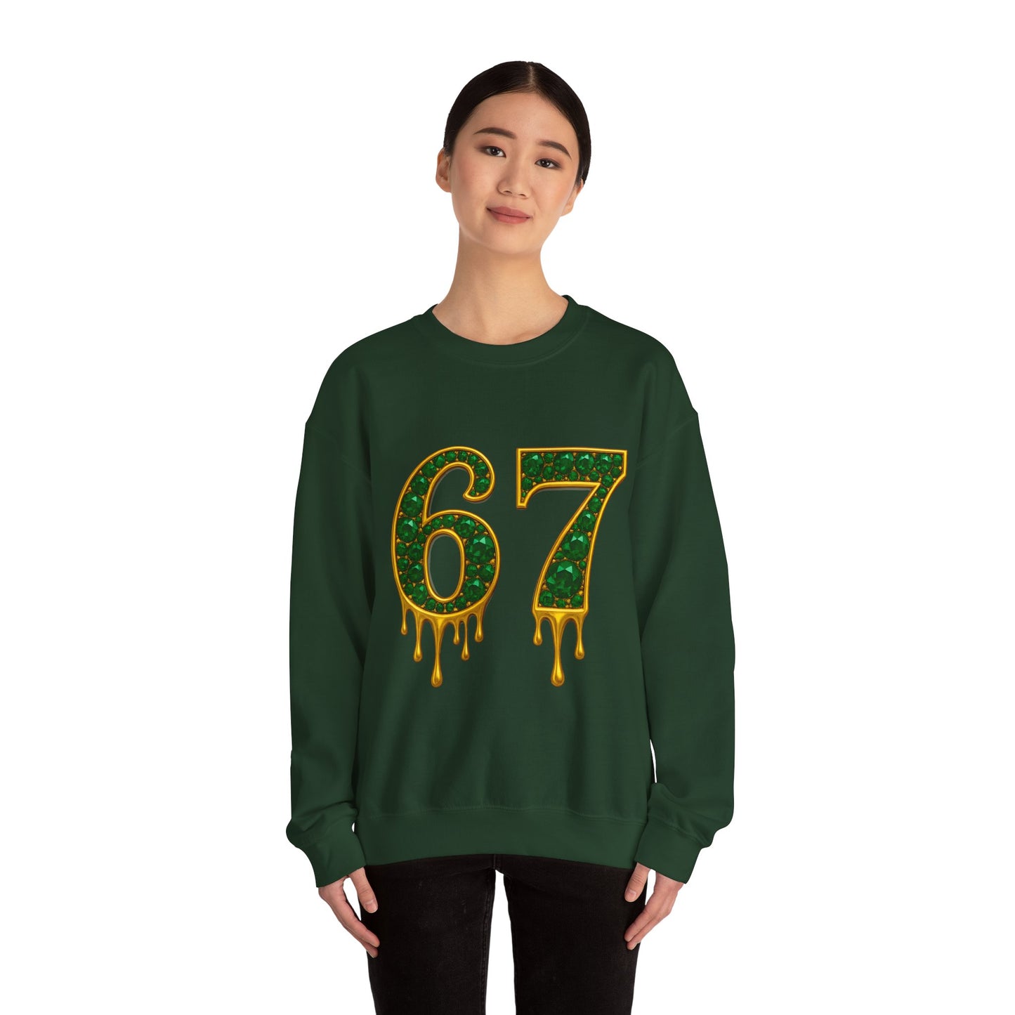 Dripping Green Gold 67 Sweatshirt | Number 67 Jersey Style