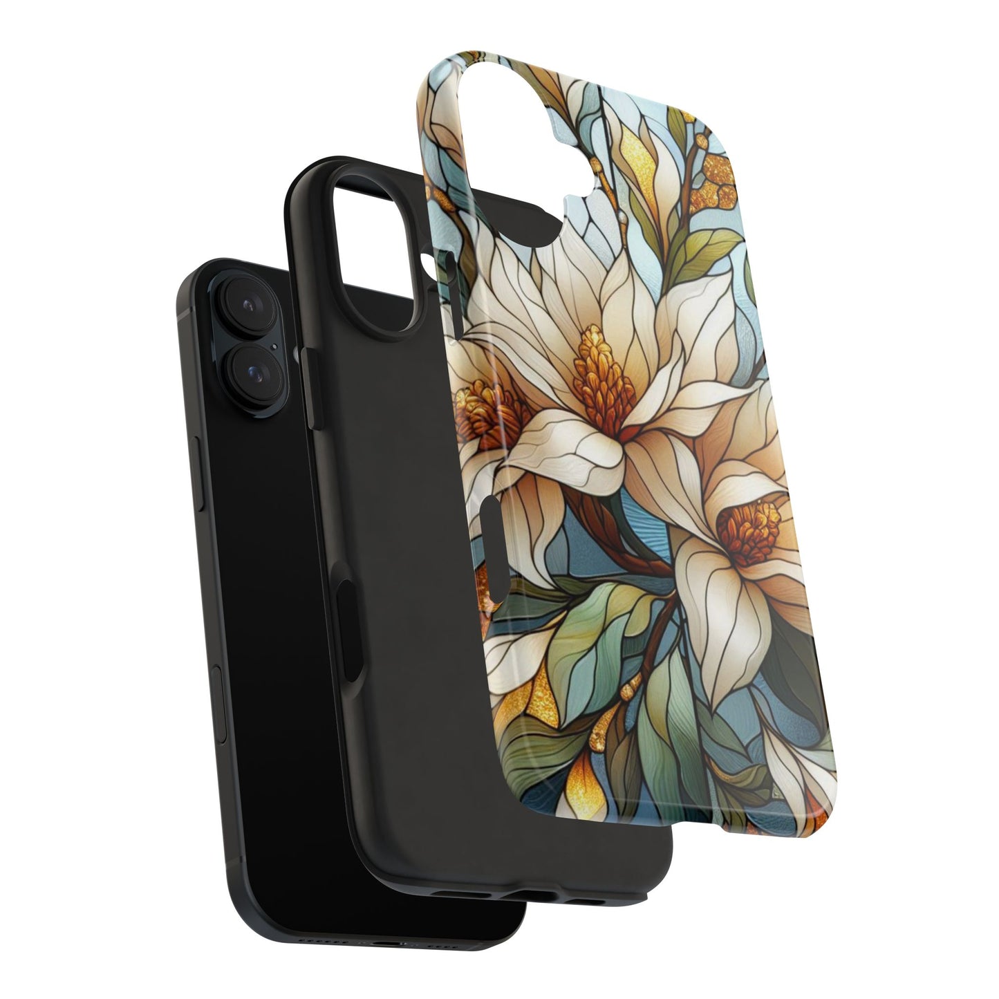 Stain glass Floral Design I-phone Case, Elegant Floral Tough Phone Case - Stylish Protection for Every Occasion, I-phone 13, 14, 15, 16