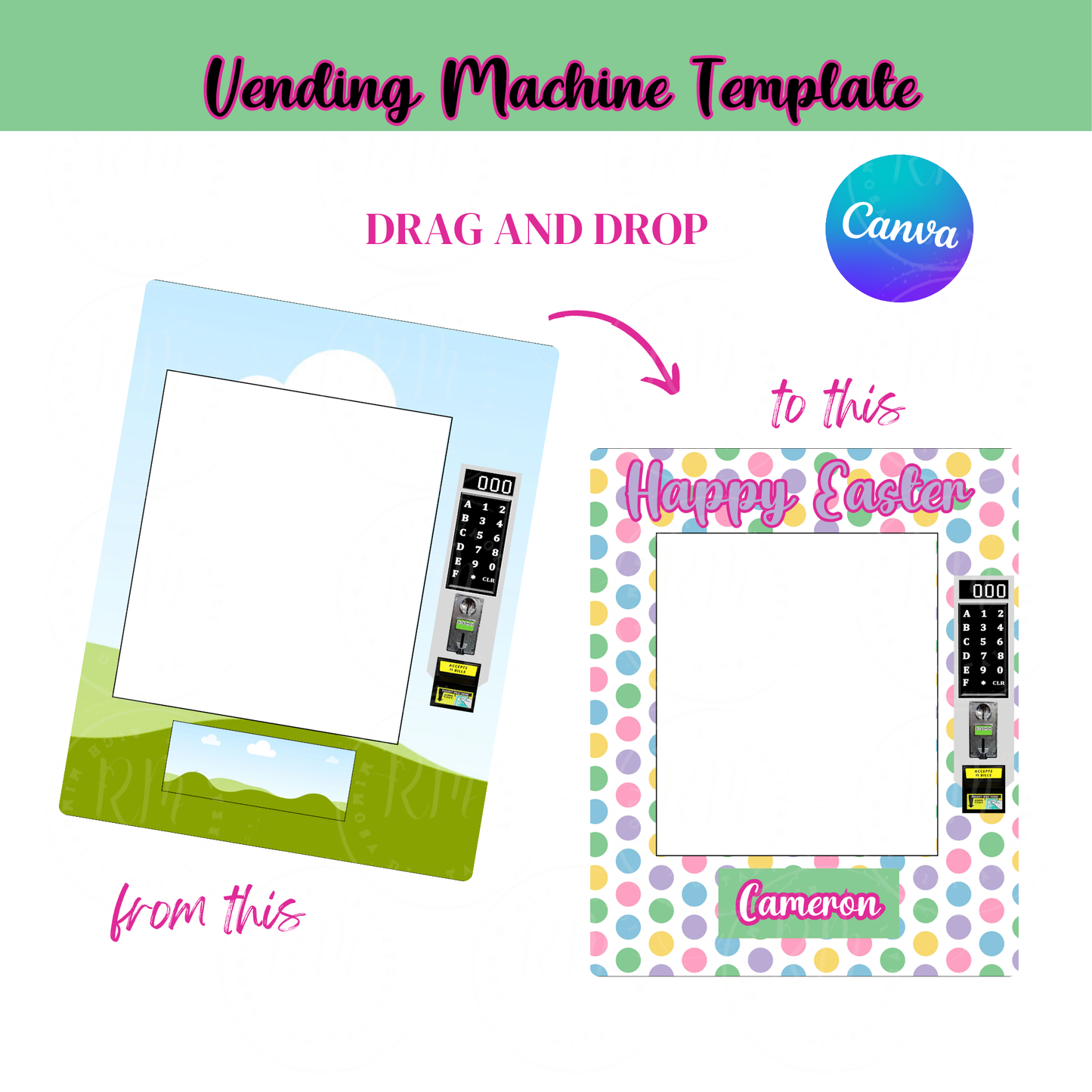 Blank Vending Machine Template, Editable Vending Machine, Easter, Graduation, Mother's Day, Father's Day, Birthday, Gift box for her or him, 8x10