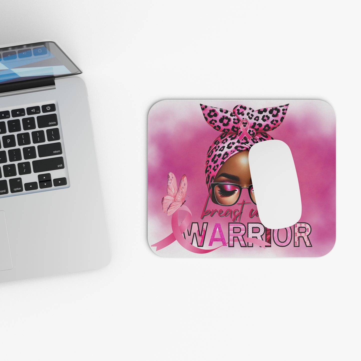 Breast Cancer Warrior Mouse Pad, 9x8 in, Breast Cancer Mousepad