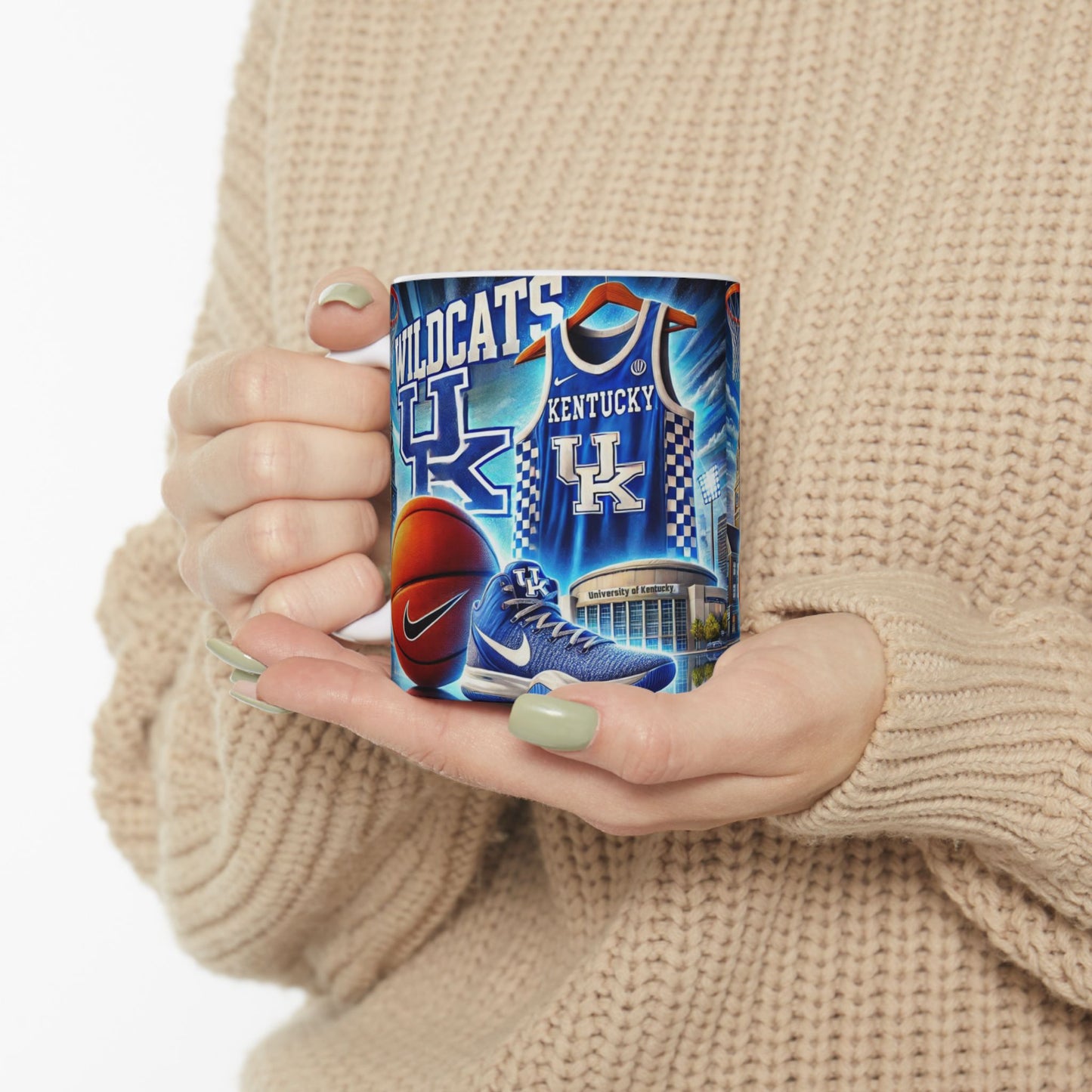 University of Kentucky Mug, NCAA Basketball Coffee Cup, U of K Ceramic Mug, Wildcats Fan Gift, 11oz Coffee Cup