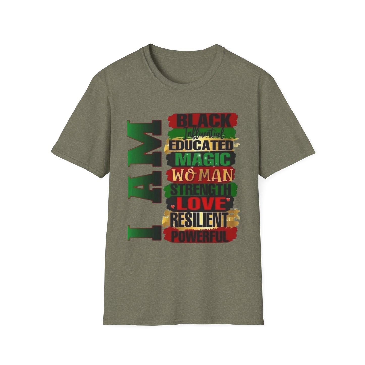 Empowering T-Shirt- I Am Black, Educated, Magic, Strong, Love, Resilient, Perfect for Celebrations, Gifts, Black History Month