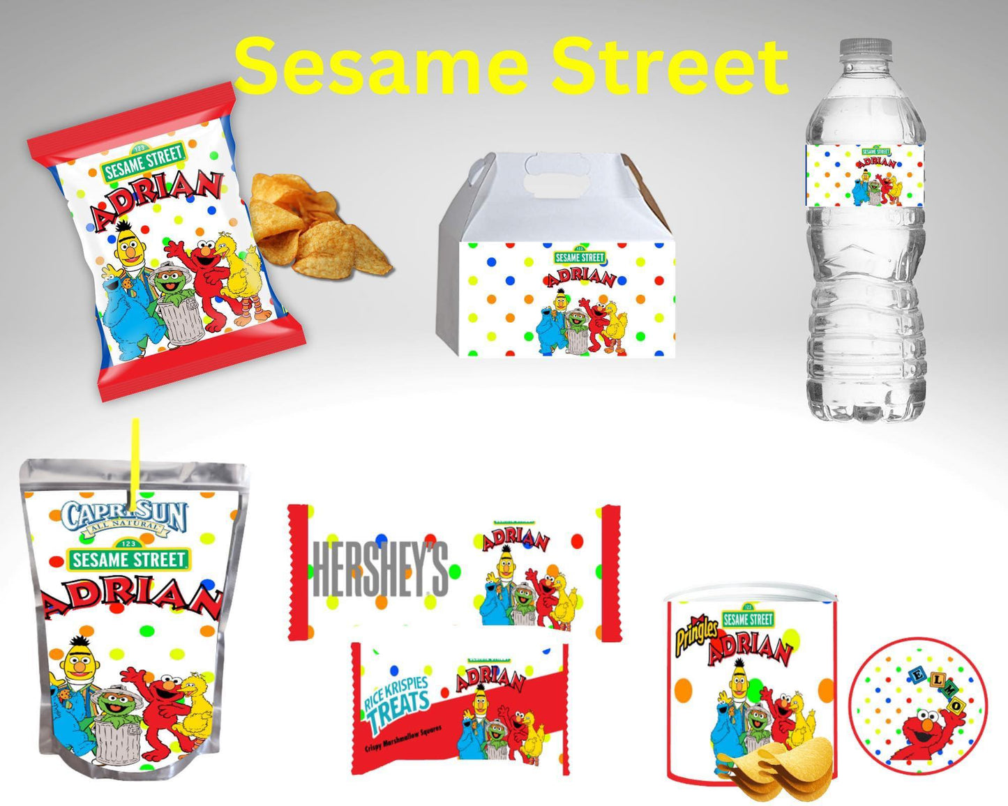 Sesame Street Party Favor Bundle Canva Design & Templates (8 Editable Templates)