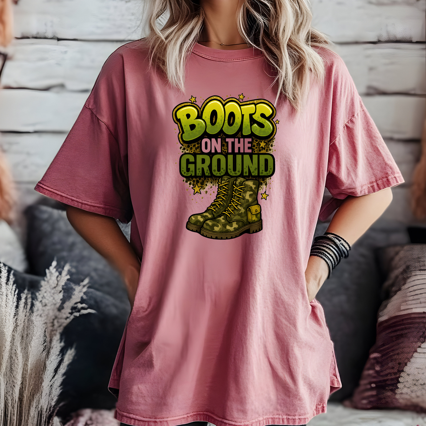 Boots On The Ground Viral Remix Combat Boots Graphic, Fun Camo Trend Design, Country Pop Culture Clipart, Camo Design For Tshirts, Mugs, etc