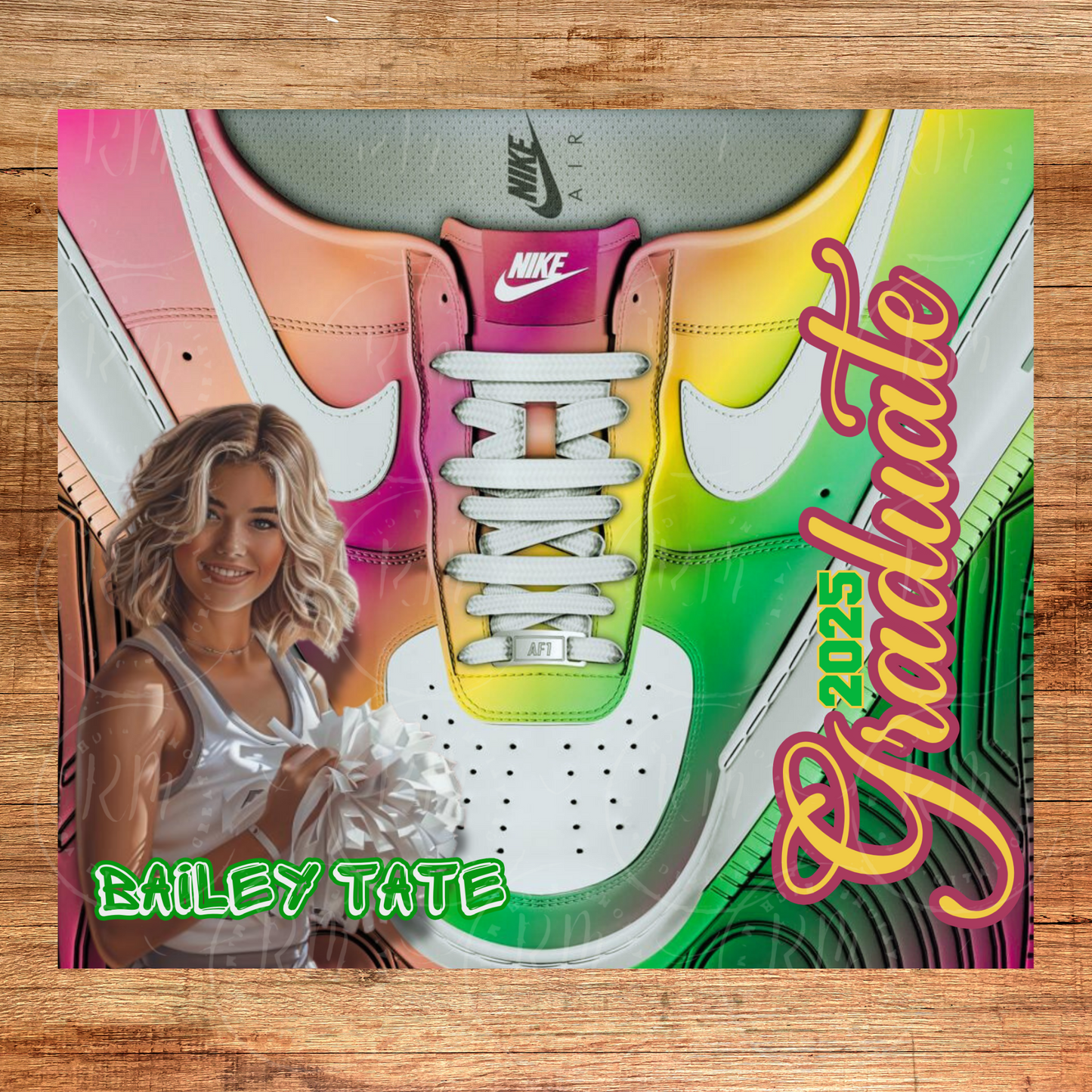 Shoelace Graduation Editable Rainbow Canva Tumbler Template