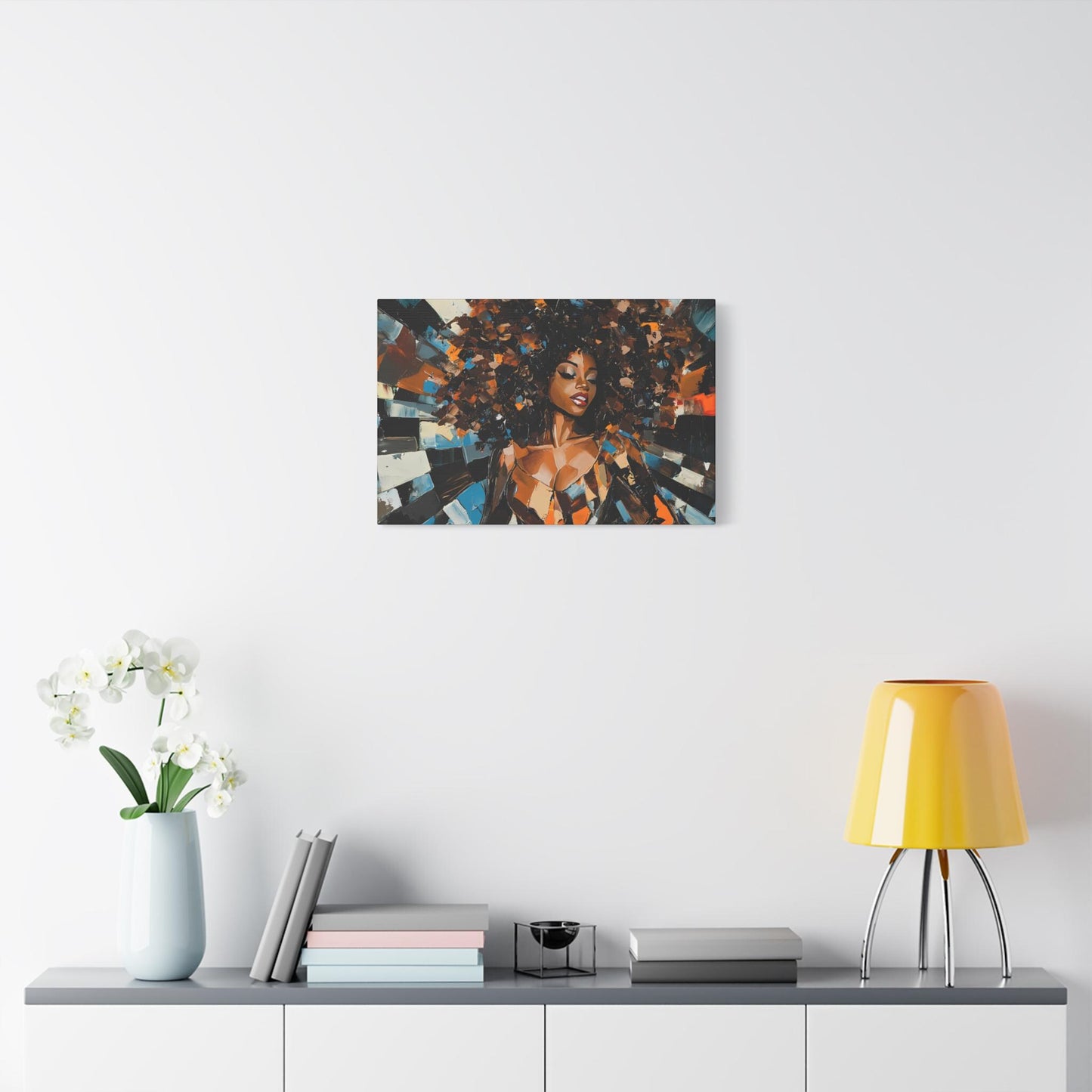 Vibrant Wall Art Canvas, African American Woman Portrait, Modern Decor, Gift for Art Lovers, Living Room Art, Home Aesthetic