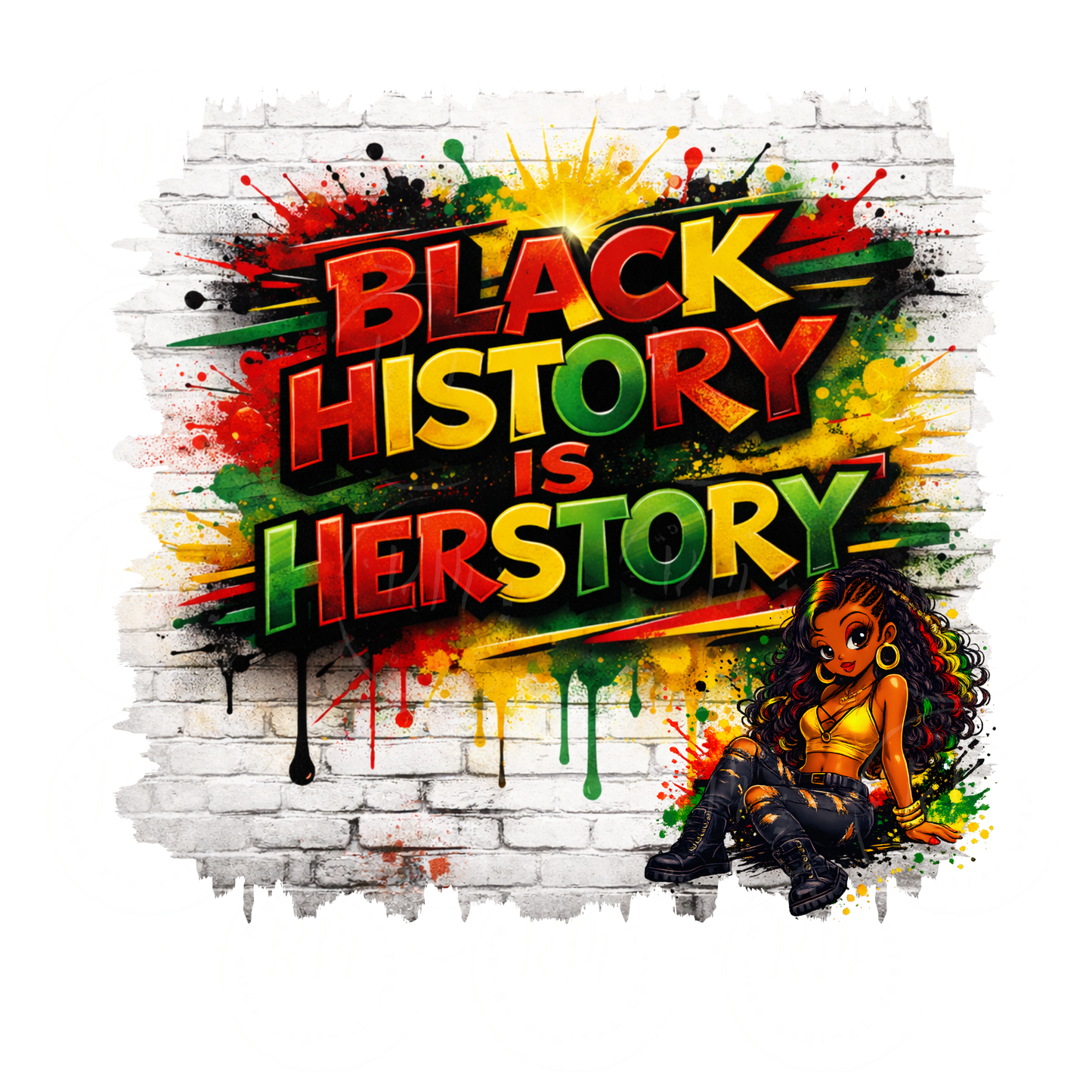 Black History Is Herstory PNG, Graffiti Art, Melanin Queen Clipart (Digital Download)