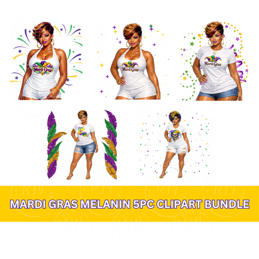 Mardi Gras Black Girl PNG Clipart Bundle | Sublimation Designs (Digital Download)