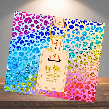 Purse Tumbler Template | Multicolor Animal Print Tumbler Design (9.3x8.2 in) (Digital Download)