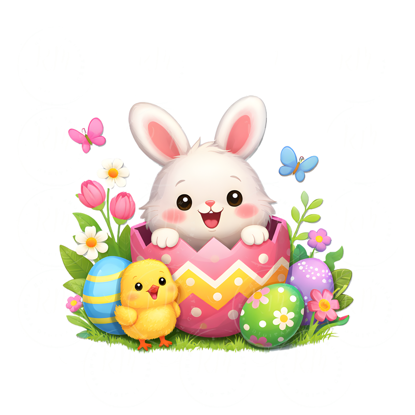 FREEBIE FRIDAY Easter Bunny PNG – Cute Bunny Chick Easter Egg Clipart – Spring Sublimation Design – Transparent PNG