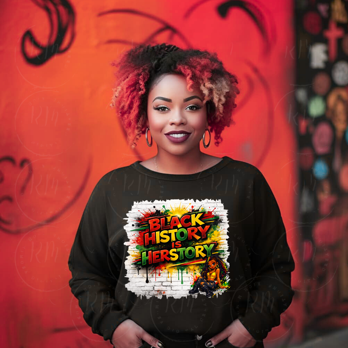 Black History Is Herstory PNG, Graffiti Art, Melanin Queen Clipart (Digital Download)