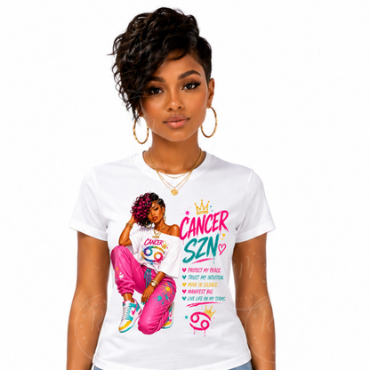 Cancer SZN Baddie Neon Pink Streetwear PNG Design, Cancer Zodiac Clipart Design