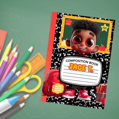 Personalized Composition Notebook Cover Bundle (2 Piece): Back to School Printable (Digital Download)