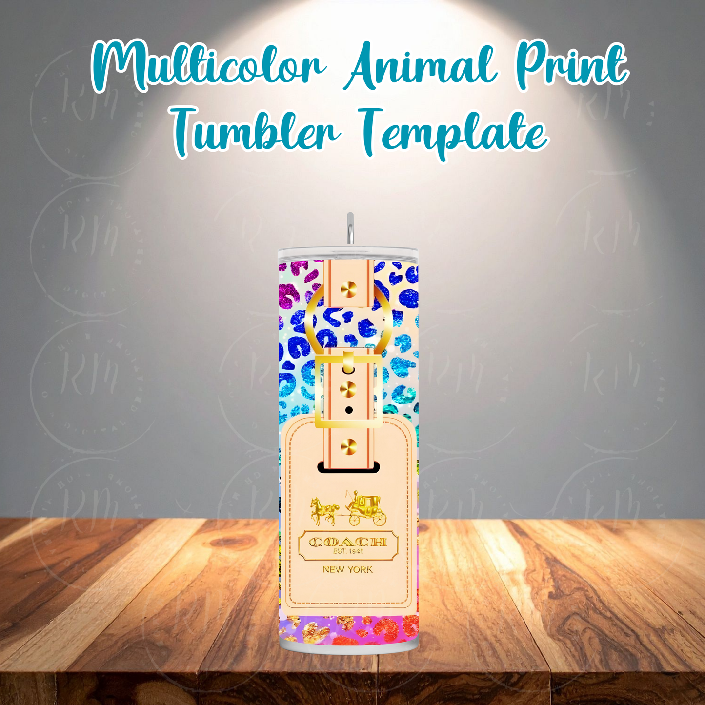 Purse Tumbler Template | Multicolor Animal Print Tumbler Design (9.3x8.2 in) (Digital Download)