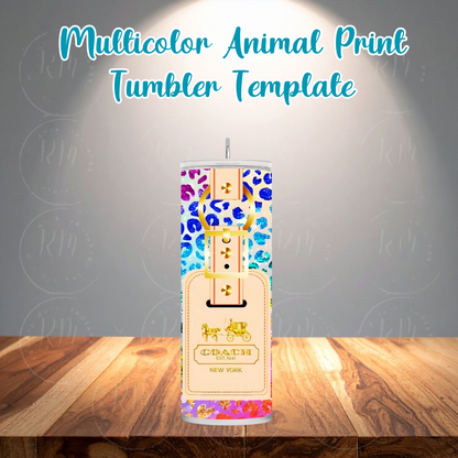 Purse Tumbler Template | Multicolor Animal Print Tumbler Design (9.3x8.2 in) (Digital Download)