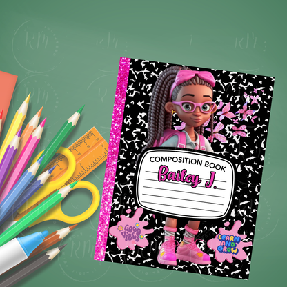 Personalized Composition Notebook Cover Bundle (2 Piece): Back to School Printable (Digital Download)