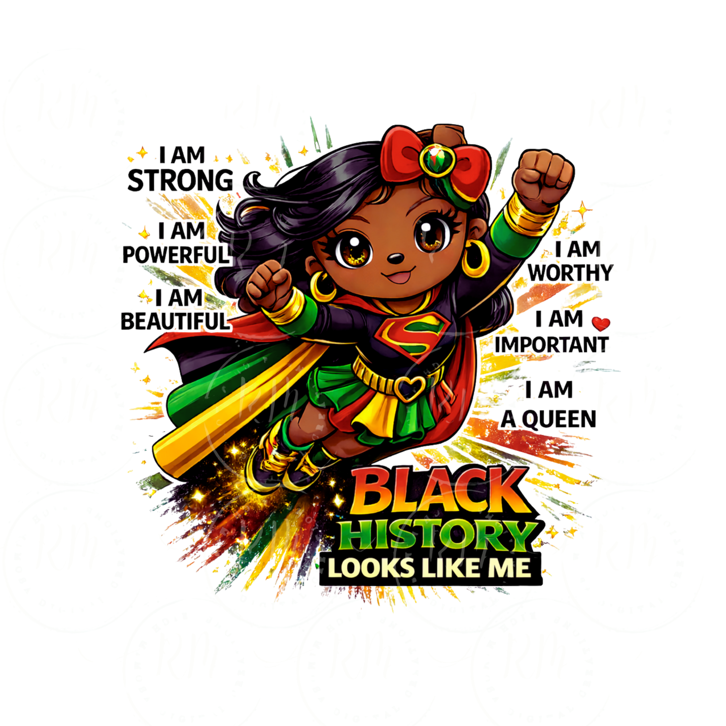 Black History Superhero Girl PNG, Afro Kid Sublimation Design (Digital Download)
