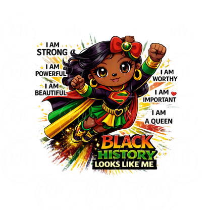 Black History Superhero Girl PNG, Afro Kid Sublimation Design (Digital Download)