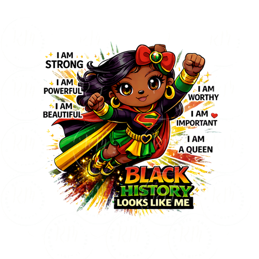 Black History Superhero Girl PNG, Afro Kid Sublimation Design (Digital Download)