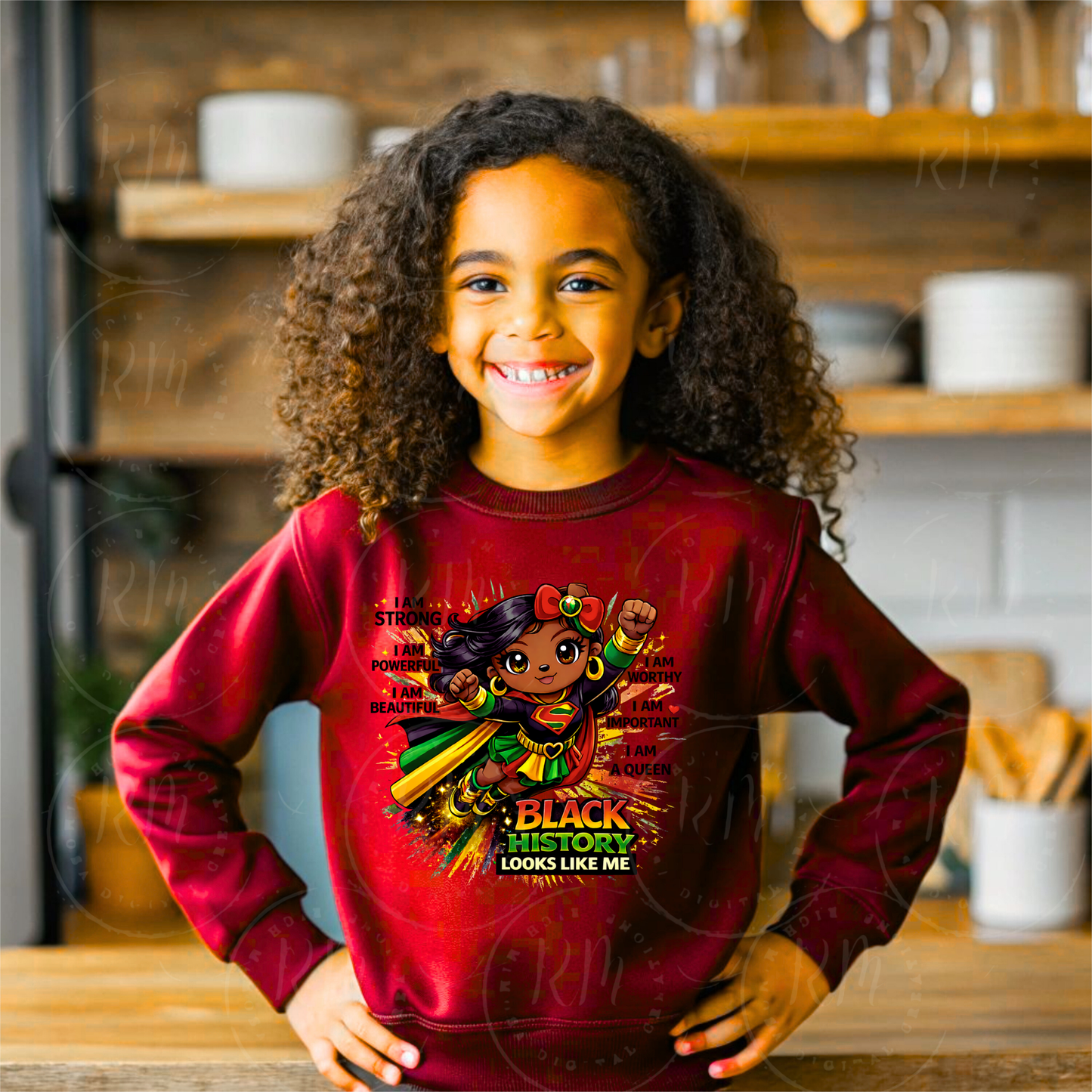 Black History Superhero Girl PNG, Afro Kid Sublimation Design (Digital Download)