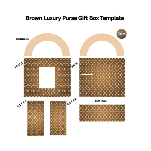 Brown Luxury Inspired Purse Gift Box Template: Canva DIY Purse Design (Digital Download)