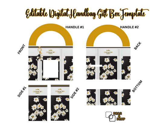 Black and White Handbag Gift Box Template: Canva DIY Purse Design (Digital Download)