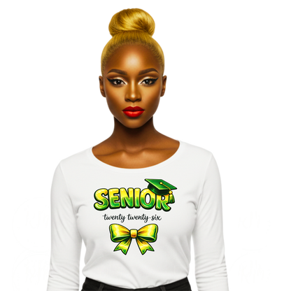 Senior 2026 Green and Yellow PNG Design, Class of 2026 Graduation Shirt Sublimation (Digital Download) (Copy)