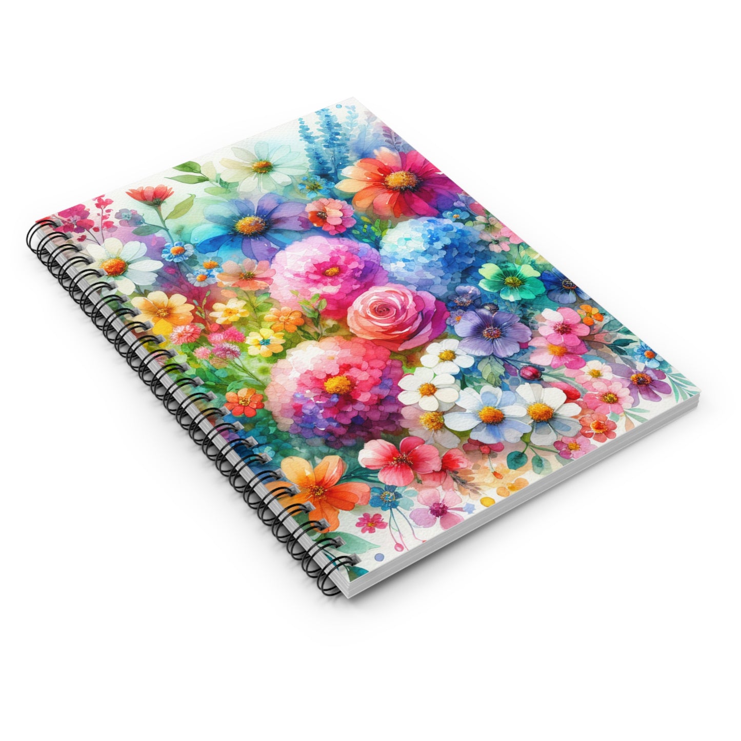 Vibrant Watercolor Floral Bouquet Spiral Notebook | Ruled