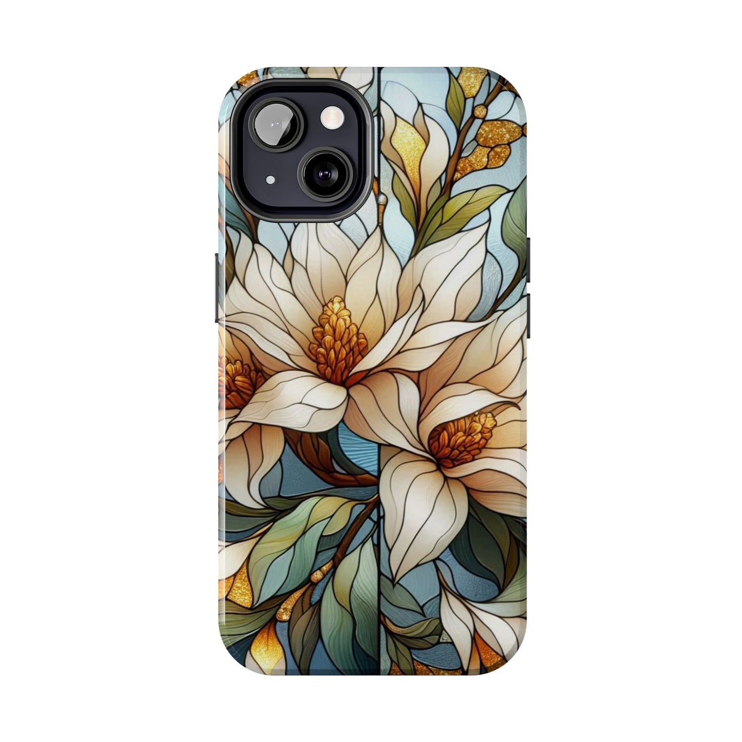 Stain glass Floral Design I-phone Case, Elegant Floral Tough Phone Case - Stylish Protection for Every Occasion, I-phone 13, 14, 15, 16