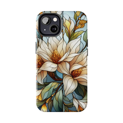 Stain glass Floral Design I-phone Case, Elegant Floral Tough Phone Case - Stylish Protection for Every Occasion, I-phone 13, 14, 15, 16