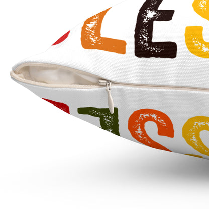 Thankful Grateful Blessed Pillow, Fall Decor, Thanksgiving Throw Pillow, Spun Poly Square Cushion, Home Accent, Double-sided Pillow