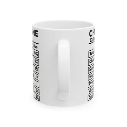 Champagne Ceramic Mug, Champagne Nutrional Facts Coffee Cup, Christmas Gift, Ceramic Mug, 11oz, 15oz