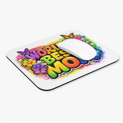 World's Best Mom Mouse Pad | Floral Butterflies Colorful Desk Mat