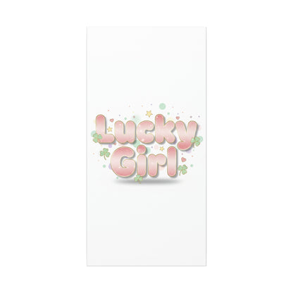 Lucky Girl mantra Canvas, Manifest Luck wall art | 2026 lucky charms, pastel metallic accents