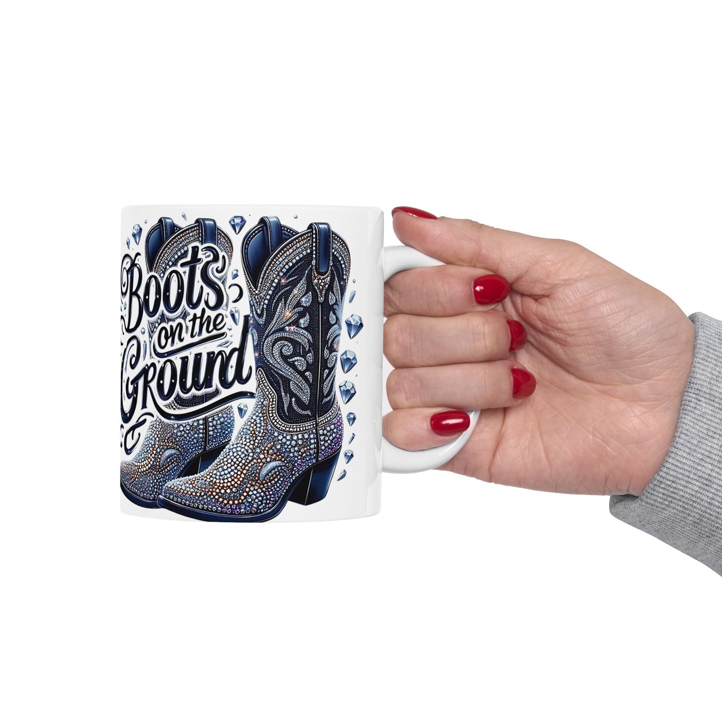 Boots on the Ground Ceramic Mug - Rustic Western Coffee Cup, Country Decor, Gift for Cowgirl, Rodeo Lover, Home Barware