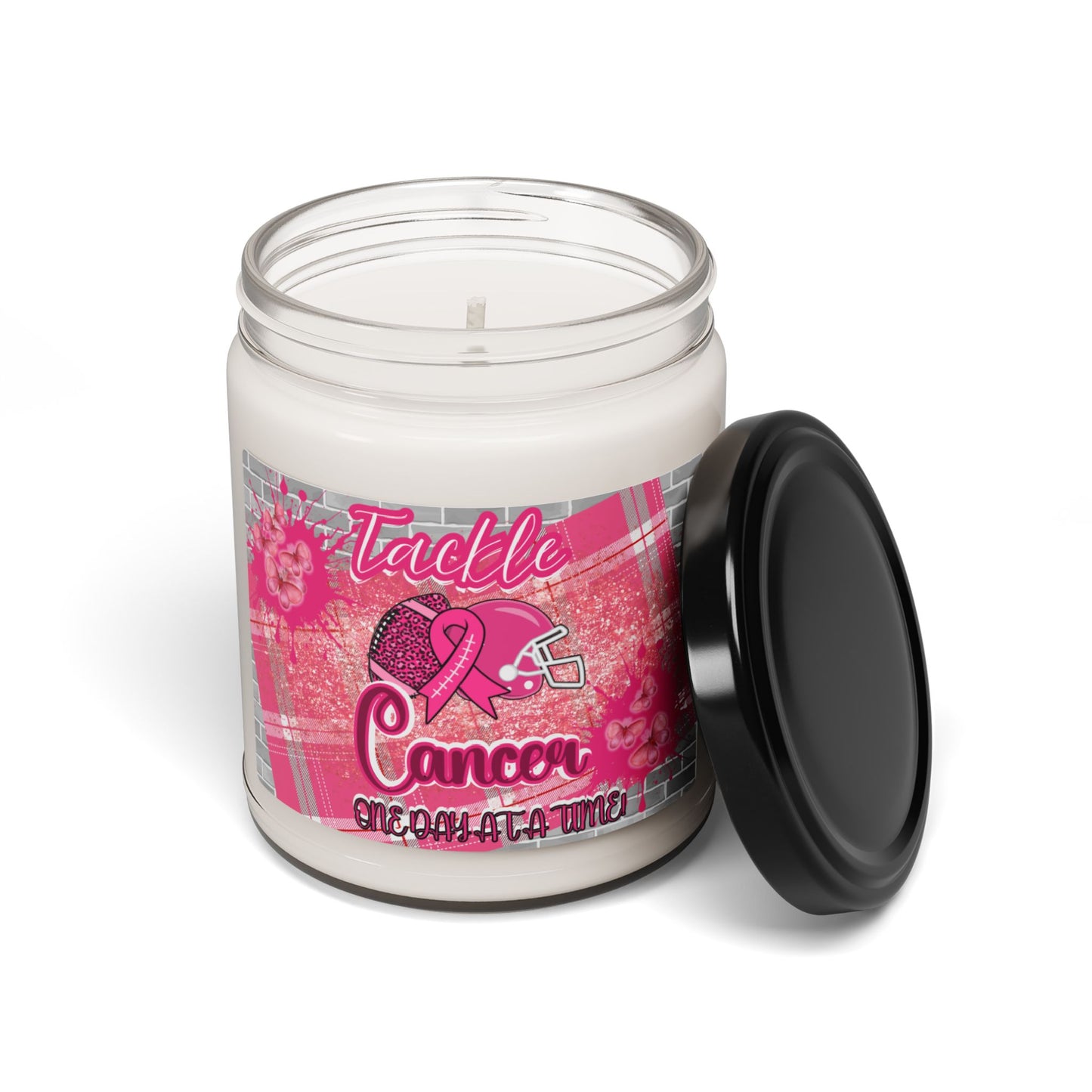 Tackle Cancer One Day At A Time Soy Candle 9oz, Breast Cancer Soy Candle 9oz