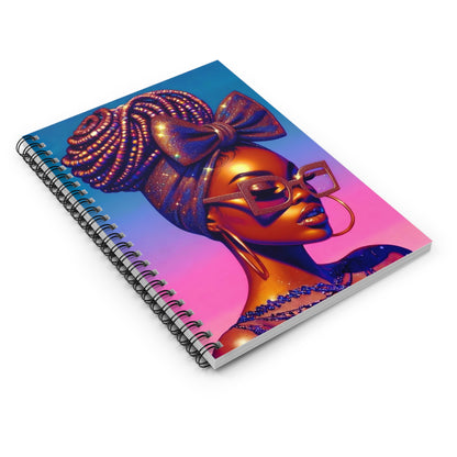 Melanin Queen Notebook - Beautiful Black Woman Art - 6x8 Spiral Journal for Women - Afrocentric Stationery Gift - Melanin Pop Art Journal