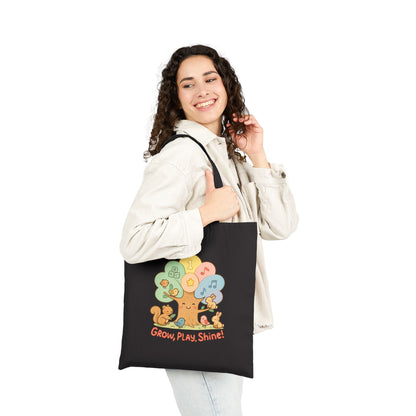 Whimsical Kids' Tote Bag, Eco-Friendly Cotton Canvas Shopping Bag, Gift for Teachers, Shoulder Bag, School Book Bag, Cute Animal, Reusable