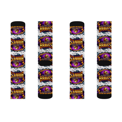 Alcorn State Braves Sublimation Socks, Custom Athletic Crew Socks, HBCU Pride Gift, Purple & Gold Fan Gear, Game Day Accessory, Gift for