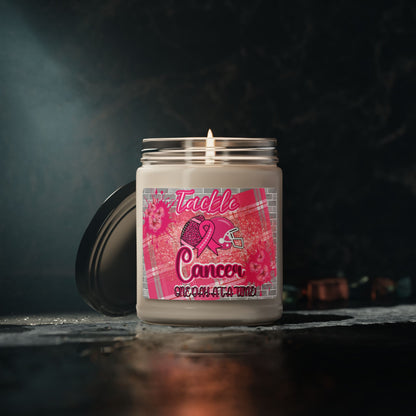 Tackle Cancer One Day At A Time Soy Candle 9oz, Breast Cancer Soy Candle 9oz