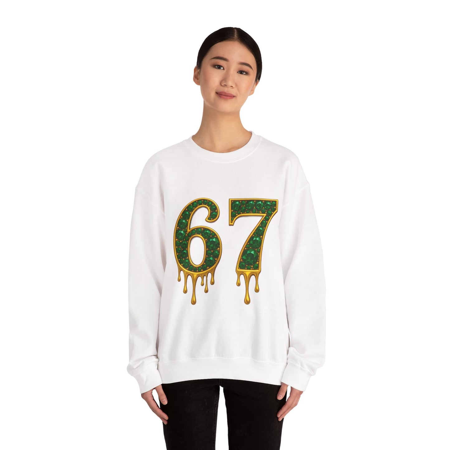 Dripping Green Gold 67 Sweatshirt | Number 67 Jersey Style