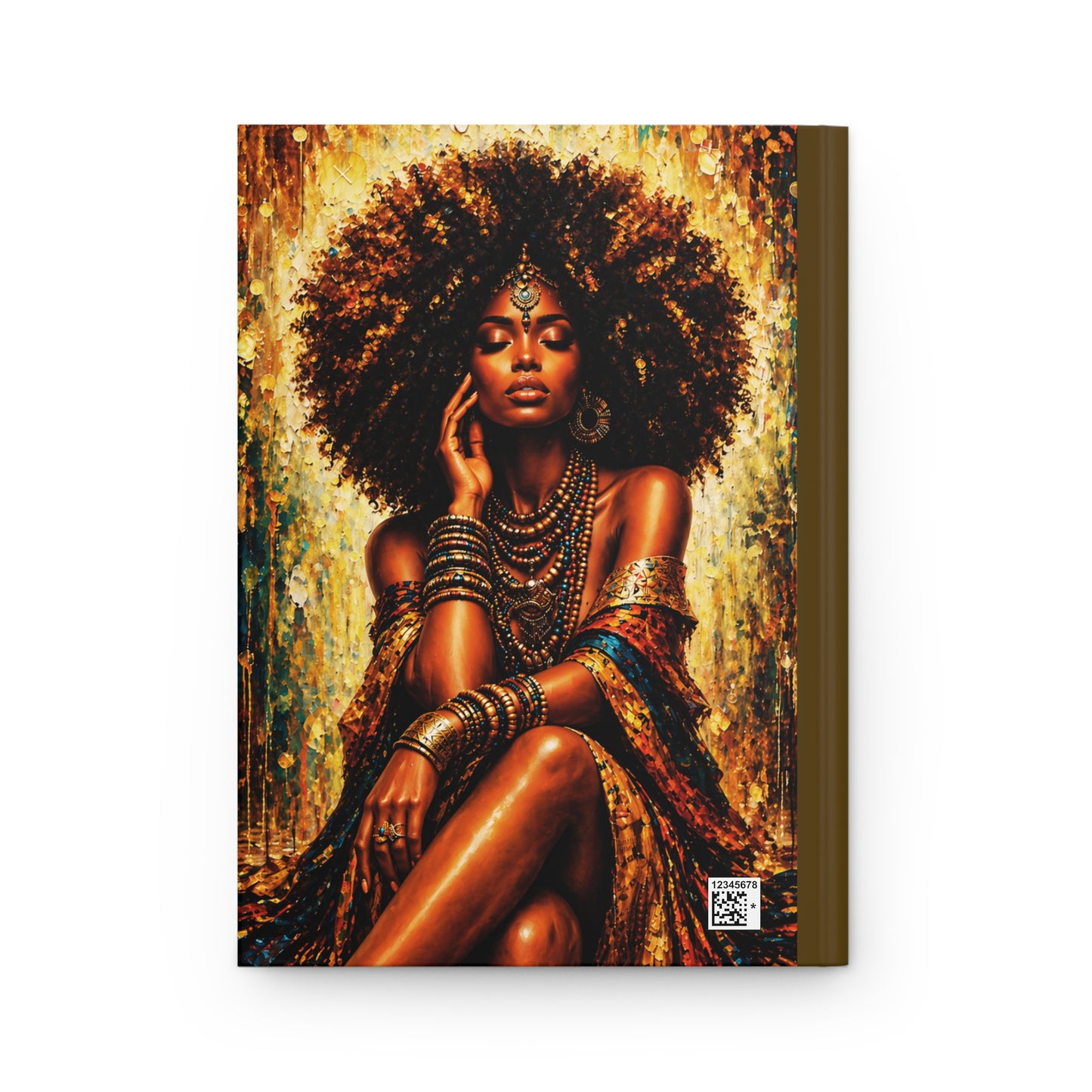 Regal Black Woman Portrait Hardcover Journal | Afrocentric Gold Teal Art