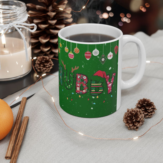 Christmas Mug, Christmas Coffee Cup, Green Ceramic Mug, Hubby Christmas Mug, 11oz, 15oz