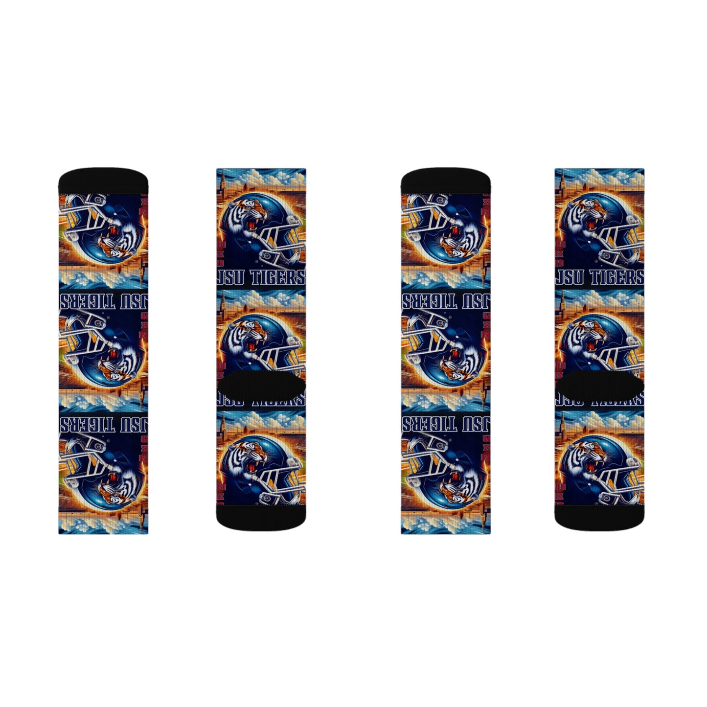 Sublimation Sock Design JSU Tigers Socks, Jackson State University Fan Gear, JSU Tiger Mascot Crew Socks, HBCU Pride Gift for Him or Her