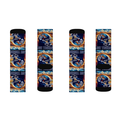 Sublimation Sock Design JSU Tigers Socks, Jackson State University Fan Gear, JSU Tiger Mascot Crew Socks, HBCU Pride Gift for Him or Her