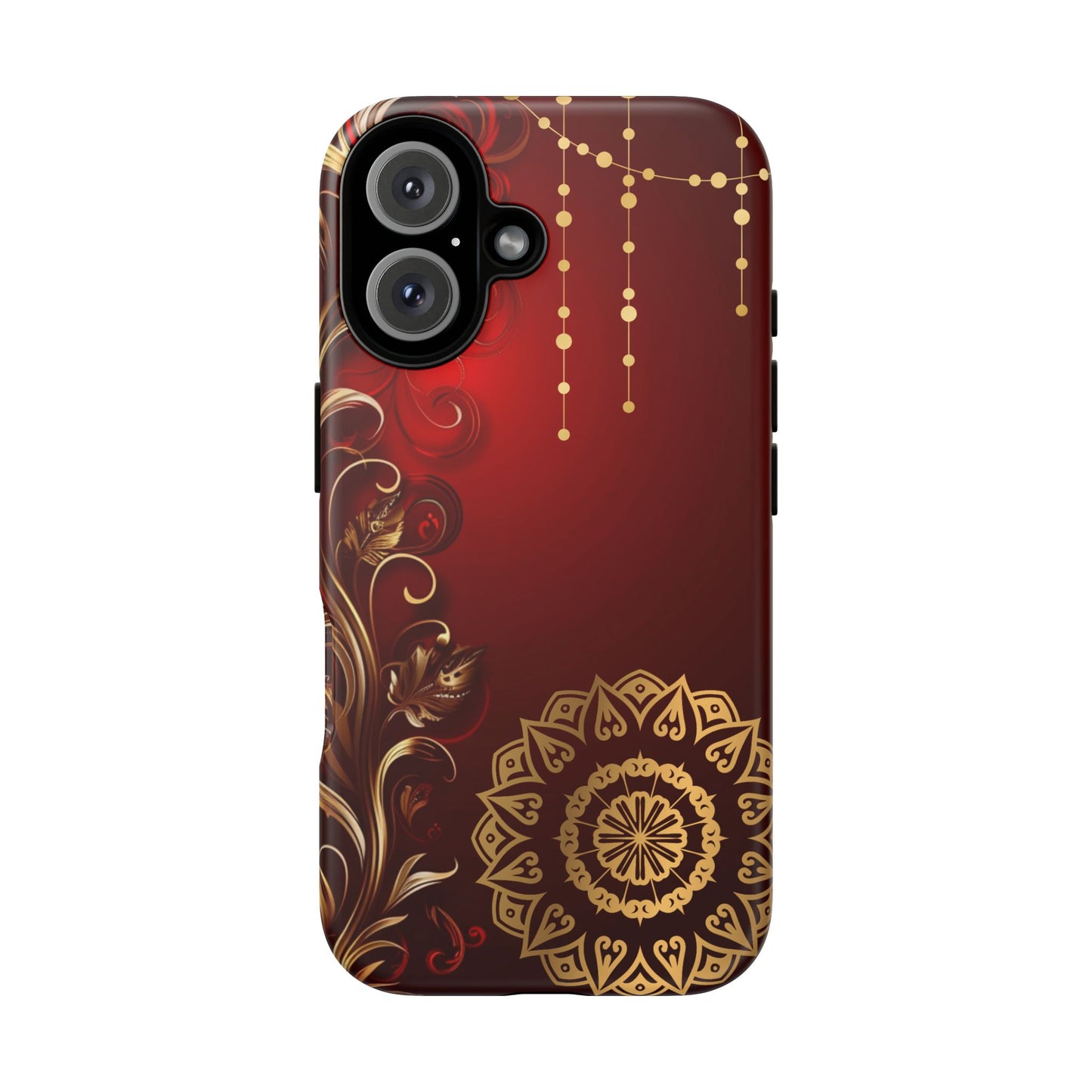 Filigree Red and Gold Tough Phone Case, Protective Cover for iPhone, Stylish Accessories for Women and Men, Durable Phone Case, Gift for Her