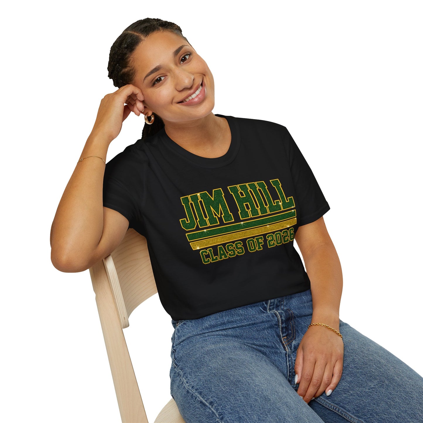 Jim Hill Class of 2026 Graduation T-Shirt — Green & Gold Varsity Grad Tee