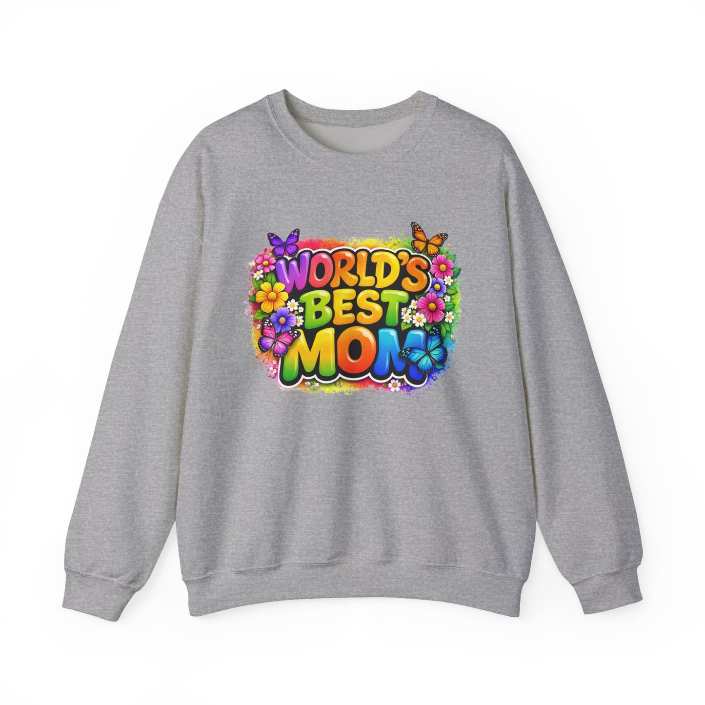 World's Best Mom sweatshirt | colorful floral butterfly retro text